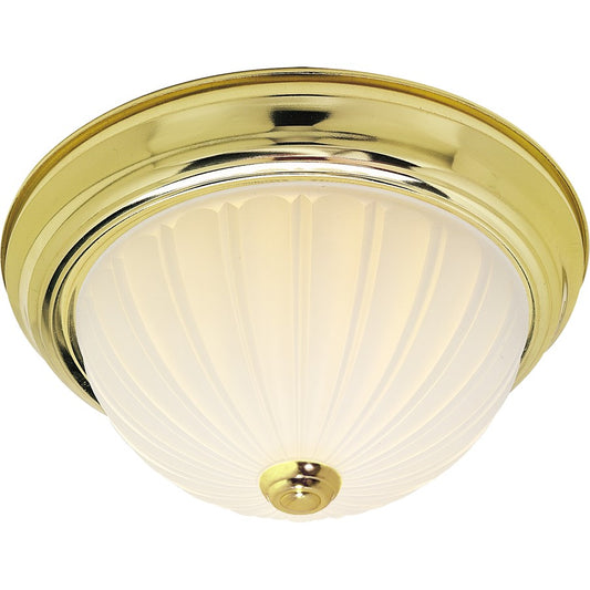 Nuvo 3-Light 15in Flush Mount | Traditional Polished Brass and Frosted Melon Glass | Entryway & Hallway Ceiling Light | 15.25 x 15.25 x 6 | Model SF76-128