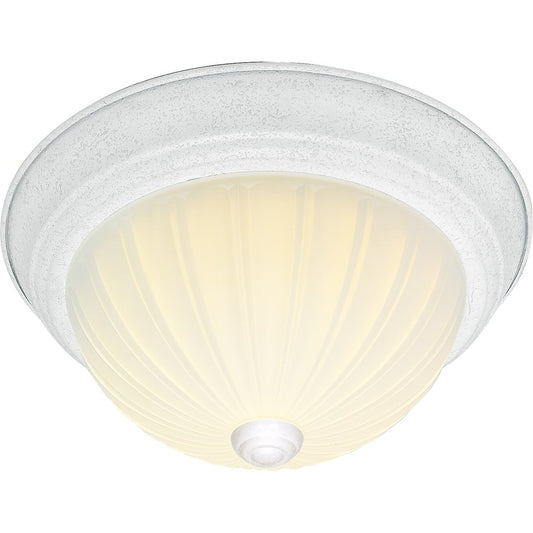 Nuvo 3-Light 15in Flush Mount | Traditional Textured White and Frosted Melon Glass | Hallway & Bathroom Ceiling Light | 15.25 x 6 in | Model SF76-129