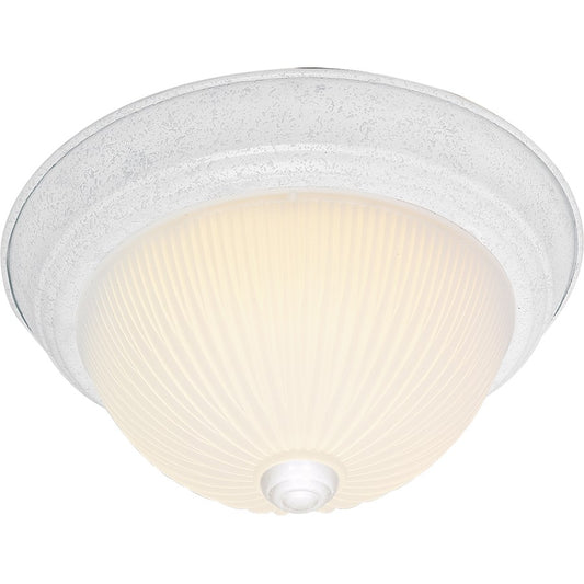 Nuvo Lighting SF76-131 2-Light 11in Flush Mount | Traditional Textured White and Frosted Ribbed Glass | Hallway & Bathroom Ceiling Light | Model SF76-131