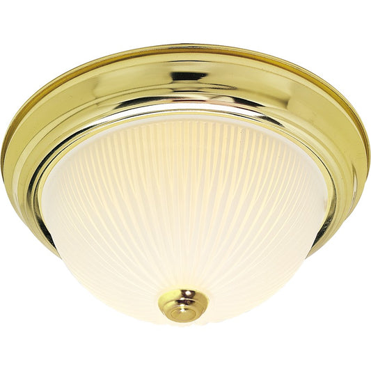 Nuvo Lighting SF76-134 3-Light 15in Flush Mount | Traditional Polished Brass and Frosted Ribbed Glass | Entryway & Hallway | 15.25 x 6 in | Model SF76-134
