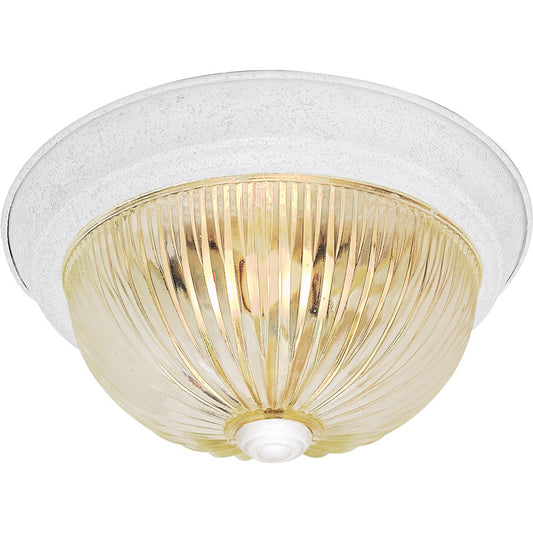 Nuvo SF76-191 2-Light 11in Flush Mount | Traditional Textured White and Clear Ribbed Glass | Entryway & Hallway Ceiling Light | 11.25 x 5 | Model SF76-191