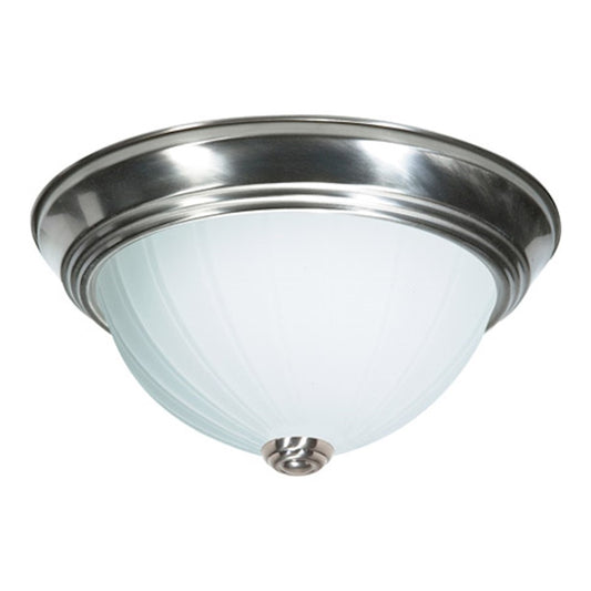 Nuvo SF76-244 13in 2-Light Flush Mount | Traditional Brushed Nickel and Frosted Melon Glass | Hallway & Bathroom | 13.25 x 5.5 in | Model SF76-244