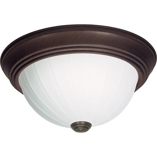 Nuvo SF76-246 11in 2-Light Flush Mount | Traditional Old Bronze and Frosted Melon Glass | Hallway & Bathroom Ceiling Light | 11.25 x 5 in | Model SF76-246
