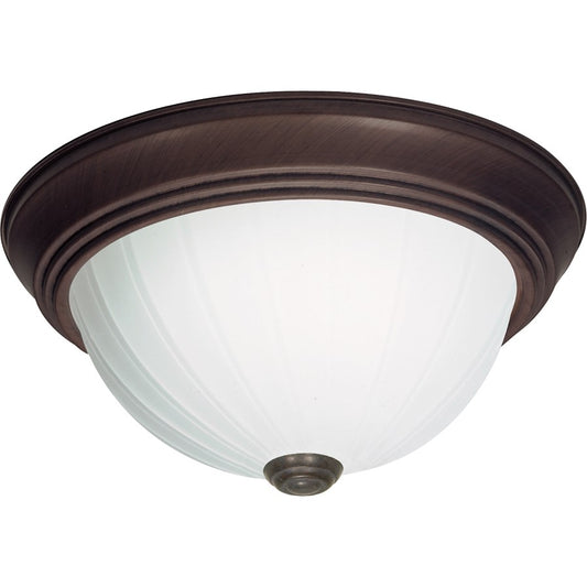 Nuvo SF76-248 15in 3-Light Flush Mount | Traditional Old Bronze and Frosted Melon Glass | Bathroom & Hallway | 15.25 x 15.25 x 6 in | Model SF76-248