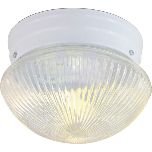 Nuvo SF76-253 10in 2-Light Flush Mount | Traditional White and Clear Ribbed Glass | Hallway & Bathroom Ceiling Light | 10 x 10 x 6 in | Model SF76-253