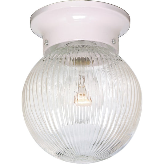 Nuvo Lighting SF76-257 1-Light 6in Flush Mount | Traditional White and Clear Ribbed Glass | Hallway & Bathroom Ceiling Light | 6 x 6 x | Model SF76-257