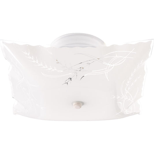 Nuvo SF76-270 12in 2-Light Flush Mount | Traditional White and Wheat Ruffled Glass | Bathroom & Hallway Ceiling Light | 11.75 x 11.75 x | Model SF76-270