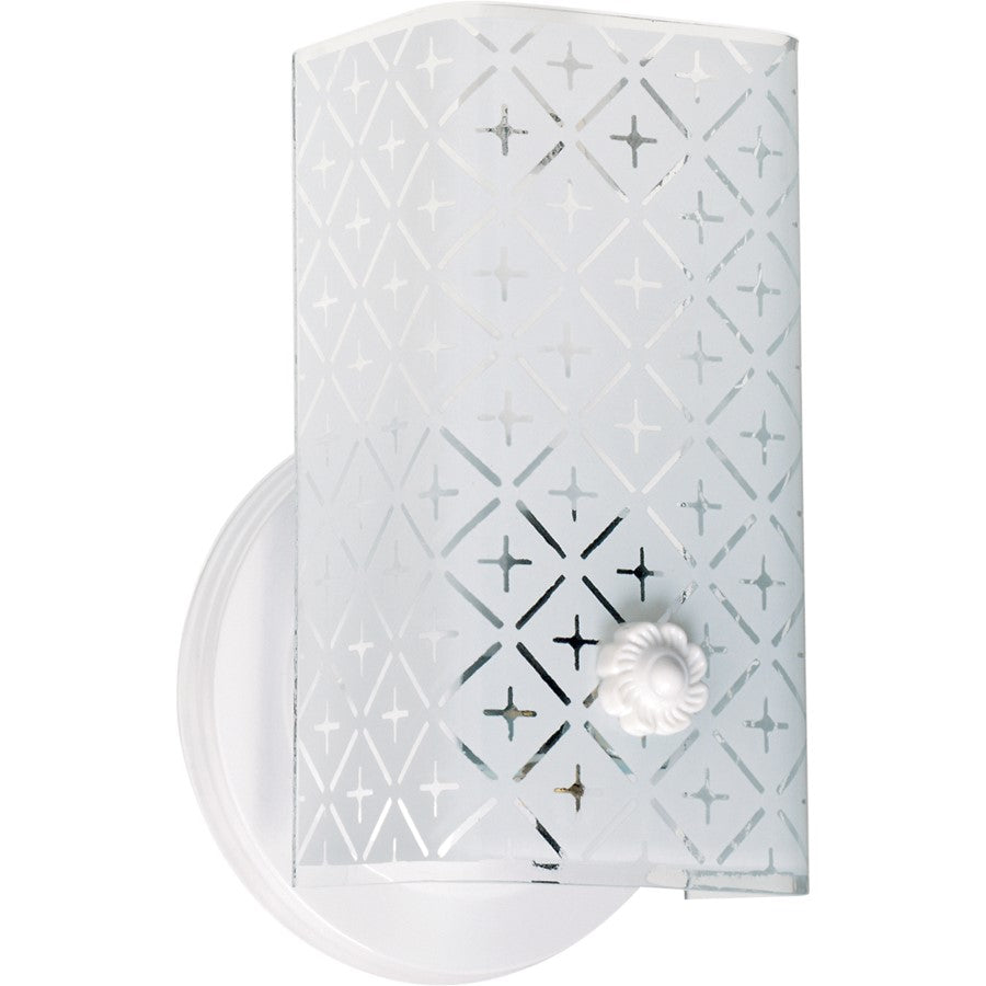 Nuvo Lighting SF76-273 1-Light Vanity Light | Traditional White and Diamond U-Channel Glass | Bathroom Vanity | 4.5 x 4.25 x 7.5 in | Model SF76-273
