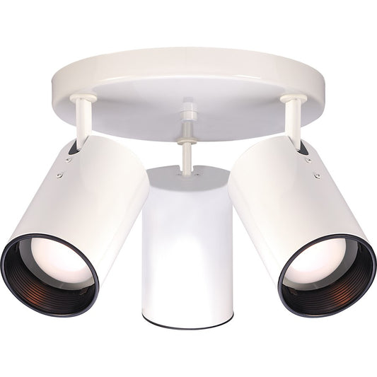 Nuvo Lighting SF76-416 14in 3-Light Flush Mount | Traditional White Aluminum Straight Cylinder | Hallway & Bathroom | 14 x 14 x 8.5 in | Model SF76-416