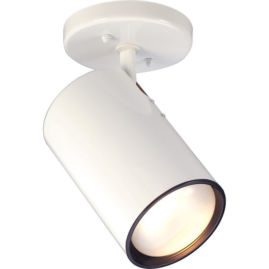 Nuvo Lighting Straight Cylinder 1-Light Flush Mount | Traditional White Aluminum | Hallway & Bathroom Ceiling Light | 9 in H, Damp Rated | Model SF76-418