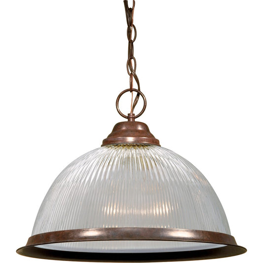 Nuvo Lighting SF76-447 15in 1-Light Pendant | Traditional Old Bronze and Clear Prismatic Glass | Kitchen Island & Dining Room | 15 x 15 x | Model SF76-447