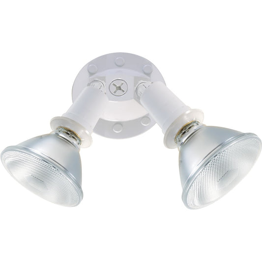 Nuvo SF76-522 2-Light 10in Flood Light | Traditional White Aluminum Adjustable Swivel | Outdoor Security & Landscape Lighting | 10 x 5 in | Model SF76-522