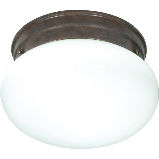 Nuvo SF76-600 1-Light Flush Mount | Traditional Old Bronze and White Glass | Hallway & Bathroom Ceiling Light | 7.5 x 5 in | Model SF76-600