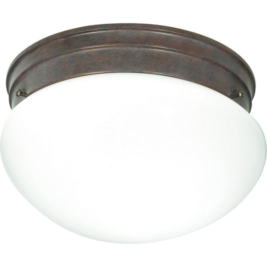 Nuvo SF76-602 2-Light 10in Flush Mount | Traditional Old Bronze and Medium White Glass | Hallway & Bathroom Ceiling Light | 9.5 x 9.5 x 6 | Model SF76-602