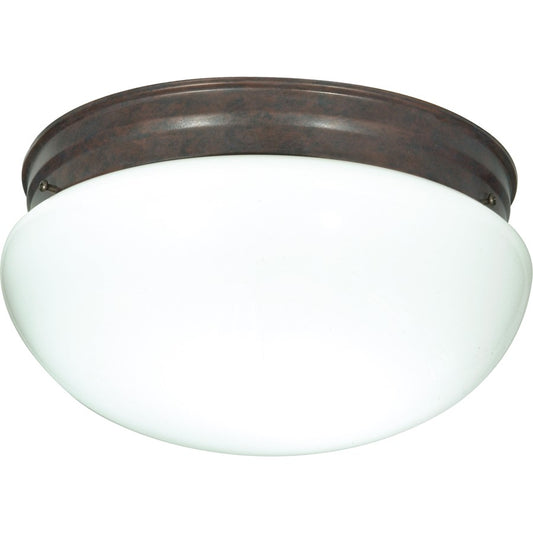 Nuvo SF76-604 12in 2-Light Flush Mount | Traditional Old Bronze and Large White Glass | Entryway & Hallway | 12 x 12 x 6 in | Model SF76-604