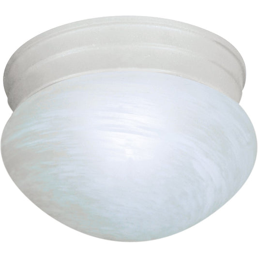 Nuvo SF76-612 8in 1-Light Flush Mount | Traditional Textured White and Alabaster Glass | Hallway & Bathroom Ceiling Light | 7.5 x 7.5 x 5 | Model SF76-612