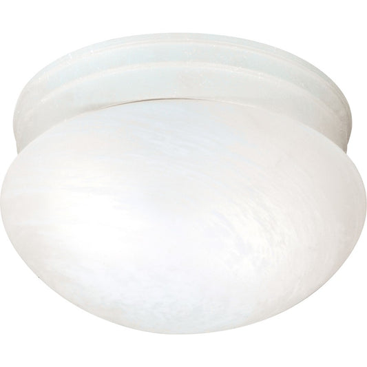 Nuvo 2-Light 10in Flush Mount | Traditional Textured White and Alabaster Mushroom Glass | Hallway & Bathroom Ceiling Light | 10 x 10 x 6 | Model SF76-613