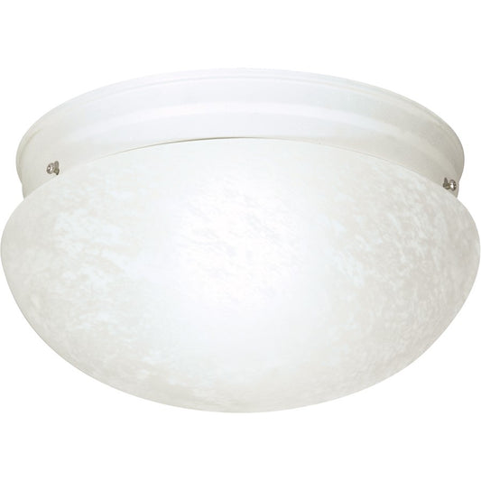 Nuvo SF76-614 12in 2-Light Flush Mount | Traditional Textured White and Alabaster Glass | Hallway & Bathroom | 12 x 12 x 6 in | Model SF76-614