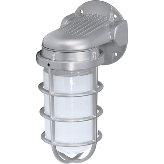 Nuvo SF76-620 10in 1-Light Outdoor Wall Sconce | Industrial Metallic Silver and Frosted Glass | Covered Patios & Wet Locations | 4.25 x | Model SF76-620