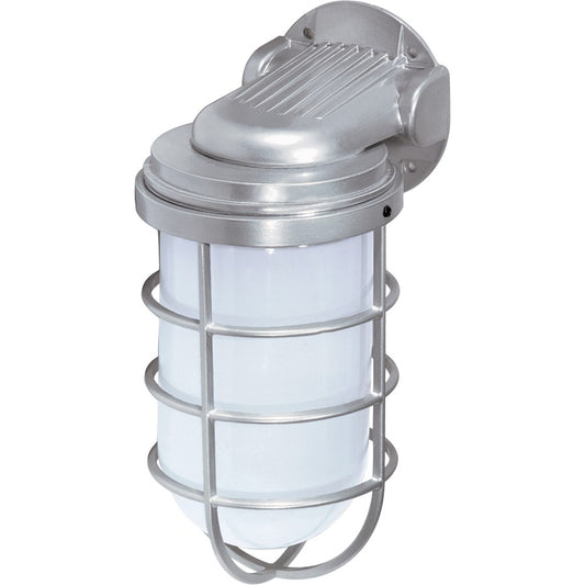 Nuvo 1-Light 11in Wall Sconce | Industrial Metallic Silver and Frosted Glass | Outdoor Covered Patio & Entryway | 5.5 x 11 in | Model SF76-622