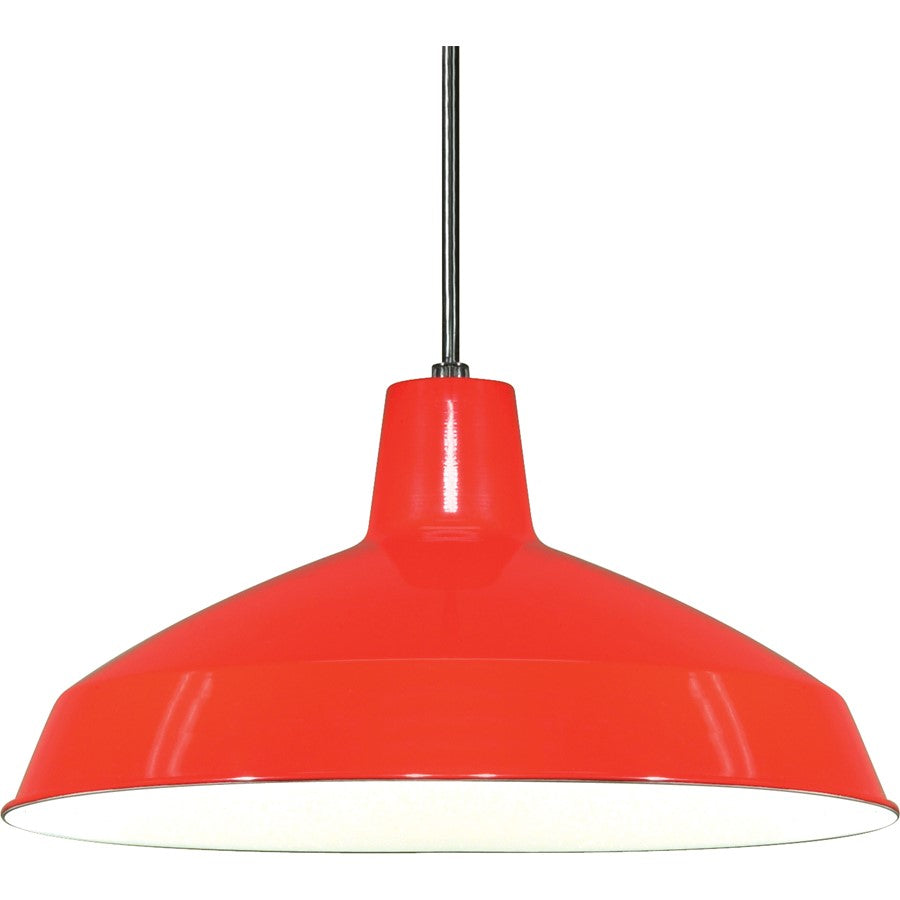 Nuvo Lighting 16in 1-Light Pendant | Traditional Red Aluminum Warehouse Shade | Kitchen Island & Dining Room | 16 x 16 x 8.125 in | Model SF76-663
