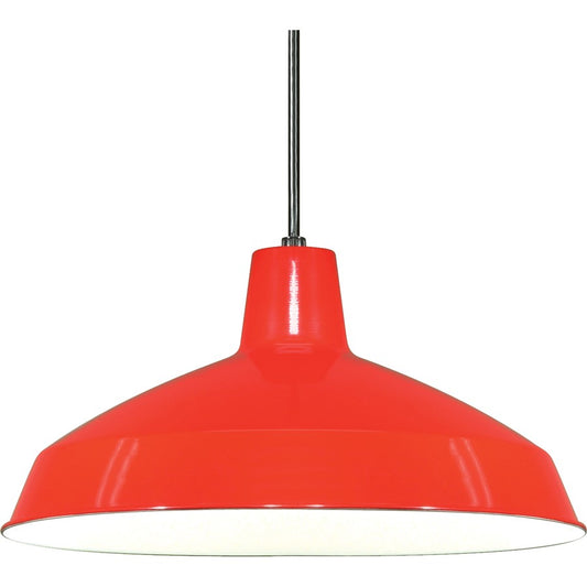 Nuvo Lighting 16in 1-Light Pendant | Traditional Red Aluminum Warehouse Shade | Kitchen Island & Dining Room | 16 x 16 x 8.125 in | Model SF76-663