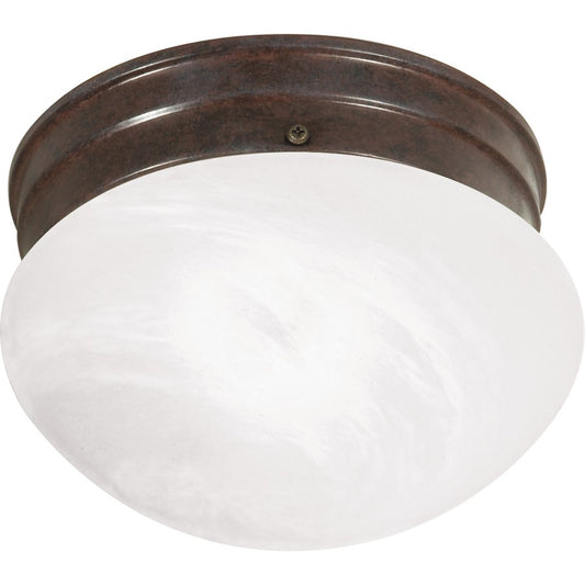 Nuvo SF76-670 1-Light Flush Mount | Traditional Old Bronze and Alabaster Glass | Hallway & Bathroom Ceiling Light | 7.5 x 5 in, Damp Rated | Model SF76-670