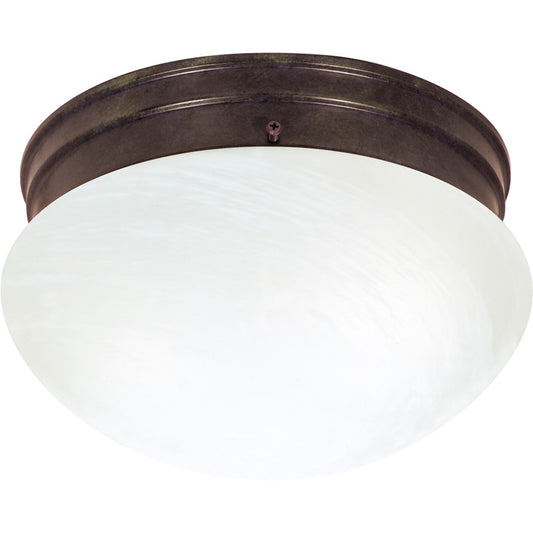 Nuvo SF76-673 10in 2-Light Flush Mount | Traditional Old Bronze and Medium Alabaster Glass | Hallway & Bathroom | 9.5 x 9.5 x 6 in | Model SF76-673