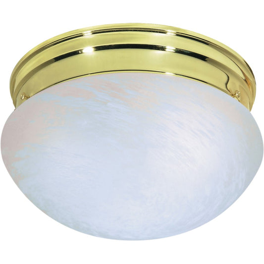 Nuvo SF76-675 2-Light 10in Flush Mount | Traditional Polished Brass and Alabaster Glass | Damp-Rated Entryway & Hallway | 10 x 10 x 6 in | Model SF76-675
