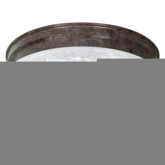 Nuvo SF76-676 12in 2-Light Flush Mount | Traditional Old Bronze and Alabaster Glass | Bathroom & Hallway Ceiling Light | 12 x 12 x 6 in | Model SF76-676