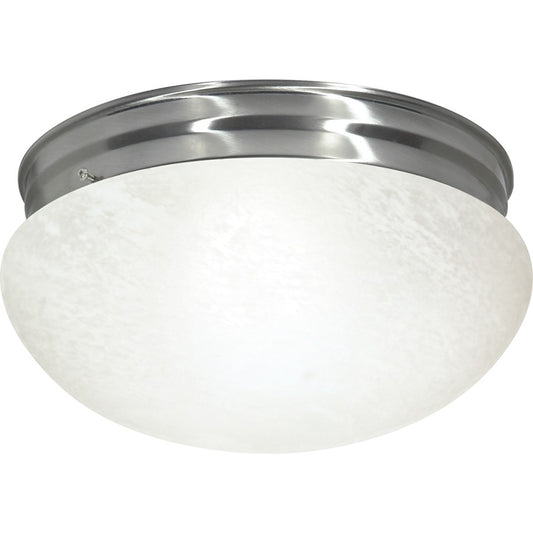 Nuvo SF76-677 12in 2-Light Flush Mount | Traditional Brushed Nickel and Alabaster Glass | Bathroom & Covered Patio | 12 x 12 x 6 in | Model SF76-677