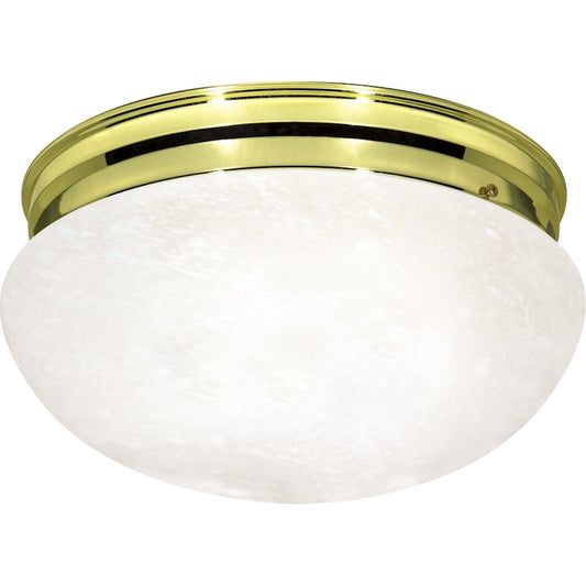 Nuvo Lighting 2-Light Large Mushroom Flush Mount | Traditional Polished Brass and Alabaster Glass | Entryway & Hallway | 12 x 12 x 6 in | Model SF76-678