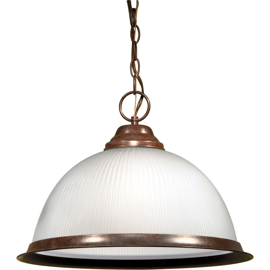 Nuvo Lighting SF76-690 15in 1-Light Pendant | Traditional Old Bronze and Frosted Prismatic Glass | Kitchen Island & Dining Room | 15 x 15 | Model SF76-690