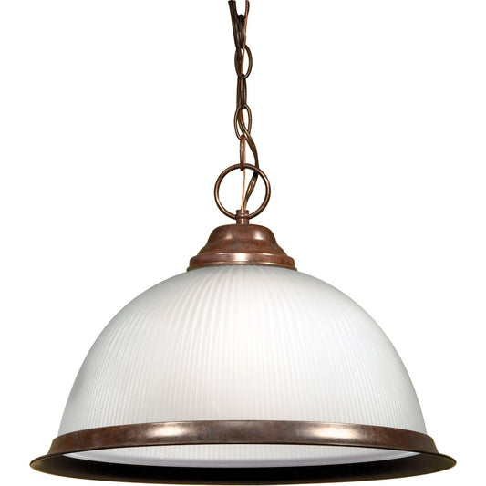 Nuvo Lighting SF76-690 15in 1-Light Pendant | Traditional Old Bronze and Frosted Prismatic Glass | Kitchen Island & Dining Room | 15 x 15 | Model SF76-690