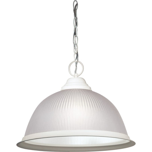 Nuvo SF76-692 15in 1-Light Pendant | Traditional Textured White and Frosted Prismatic Glass | Kitchen Island & Dining Room | 15 x 15 x | Model SF76-692