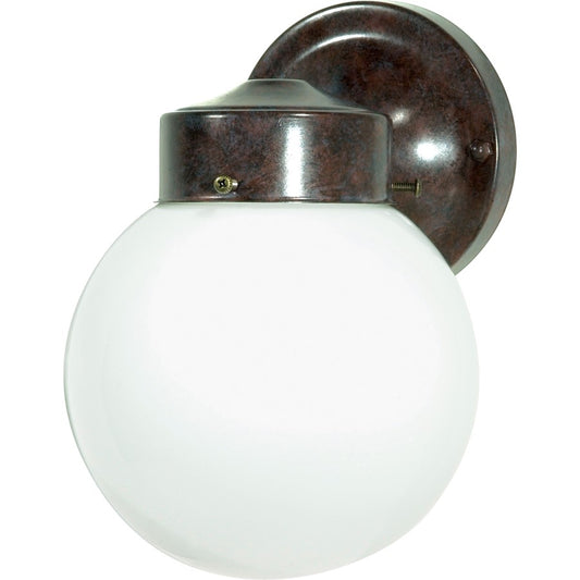 Nuvo Lighting SF76-703 1-Light Outdoor Wall Lantern | Traditional Old Bronze and White Glass | Covered Patio & Entryway | 5.5 x 6 x 8.5 in | Model SF76-703
