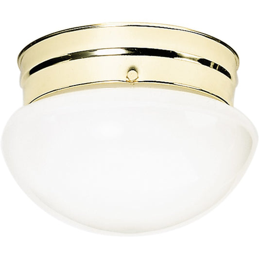 Nuvo Medium Mushroom 10in 2-Light Flush Mount | Traditional Polished Brass and White Glass | Entryway & Hallway | 9.5 x 9.5 x 6 in | Model SF77-061