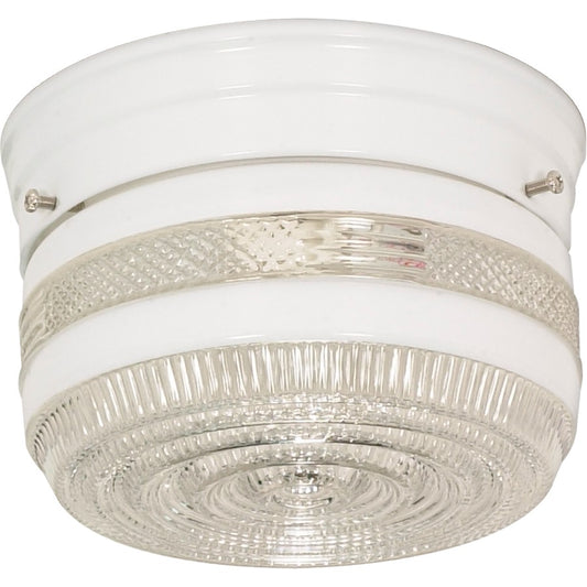 Nuvo SF77-097 6in 1-Light Flush Mount | Traditional White and Small Crystal Glass | Hallway & Bathroom | 6 x 6 x 5 in | Model SF77-097