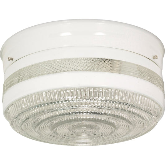 Nuvo SF77-099 10in 2-Light Flush Mount | Traditional White and Large Crystal Glass | Entryway & Hallway | 10 x 10 x 7 in | Model SF77-099