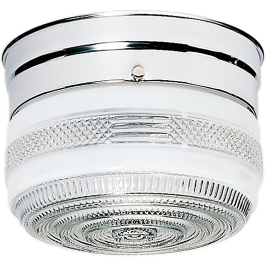 Nuvo SF77-100 6in 1-Light Flush Mount | Traditional Polished Chrome and Crystal White Glass | Hallway & Bathroom | 6 x 6 x 5 in | Model SF77-100