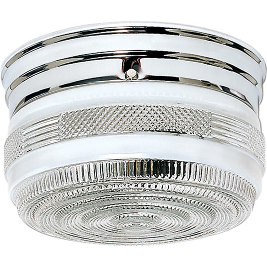 Nuvo SF77-101 8in 2-Light Flush Mount | Traditional Polished Chrome and Crystal White Glass Drum | Damp-Rated Bathroom & Hallway | 8 x 8 | Model SF77-101
