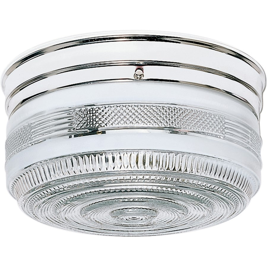 Nuvo SF77-102 10in 2-Light Flush Mount | Traditional Polished Chrome and Crystal White Glass Drum | Bathroom & Hallway Ceiling Light | 10 | Model SF77-102