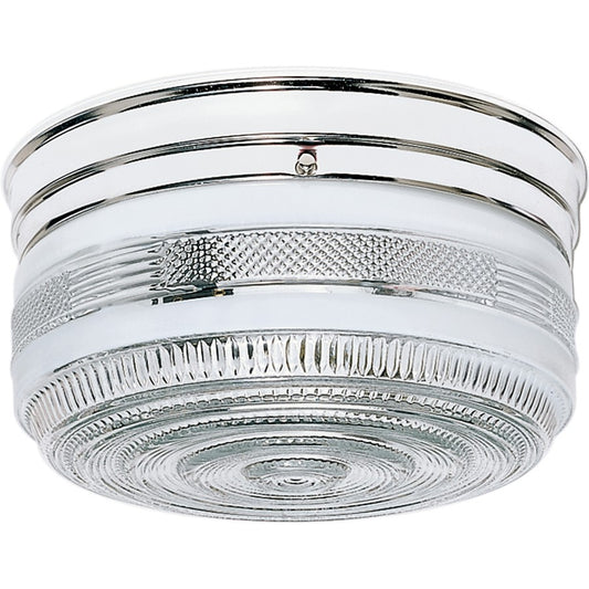 Nuvo SF77-102 10in 2-Light Flush Mount | Traditional Polished Chrome and Crystal White Glass Drum | Bathroom & Hallway Ceiling Light | 10 | Model SF77-102