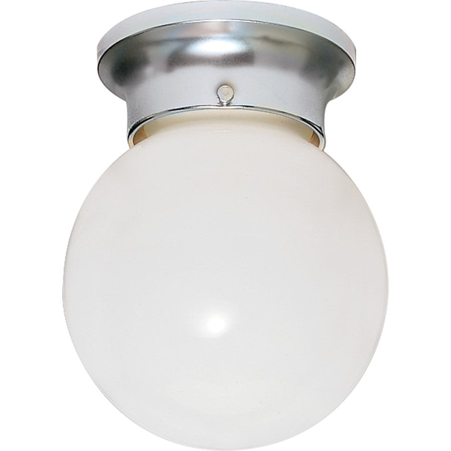 Nuvo Lighting SF77 6in 1-Light Flush Mount | Traditional Polished Chrome and White Glass | Hallway & Bathroom Ceiling Light | 6 x 6 x | Model SF77-110