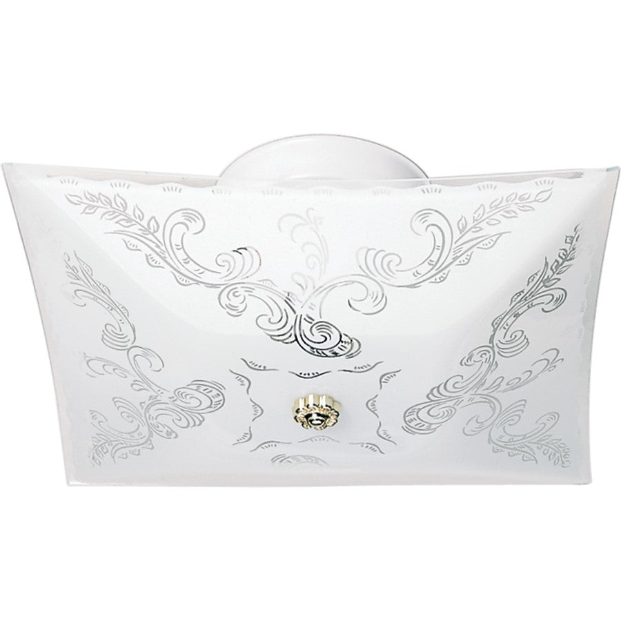 Nuvo Lighting SF77-126 12in 2-Light Flush Mount | Traditional White and Floral Glass | Entryway & Hallway | 11.75 x 11.75 x 4.75 in | Model SF77-126