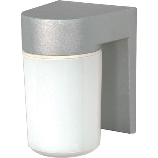 Nuvo SF77-136 1-Light 8in Outdoor Wall Sconce | Traditional Satin Aluminum and White Glass | Covered Patio & Entryway | 4.75 x 6 x 8 in | Model SF77-136