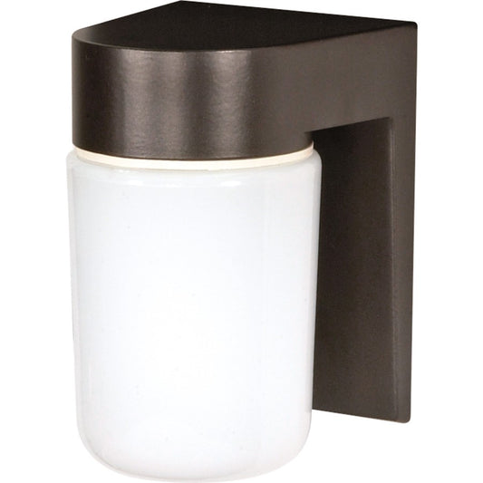 Nuvo Lighting SF77-138 1-Light 8in Outdoor Wall Mount | Traditional Bronzotic and White Glass | Covered Patio & Entryway | 4.75 x 6 x 8 in | Model SF77-138