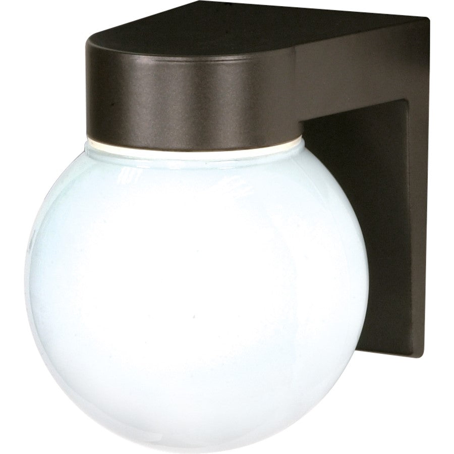 Nuvo Lighting SF77-141 1-Light 8in Utility Wall Mount | Traditional Bronzotic and White Glass | Outdoor Wet Location Entryway | 6 x 7.25 | Model SF77-141