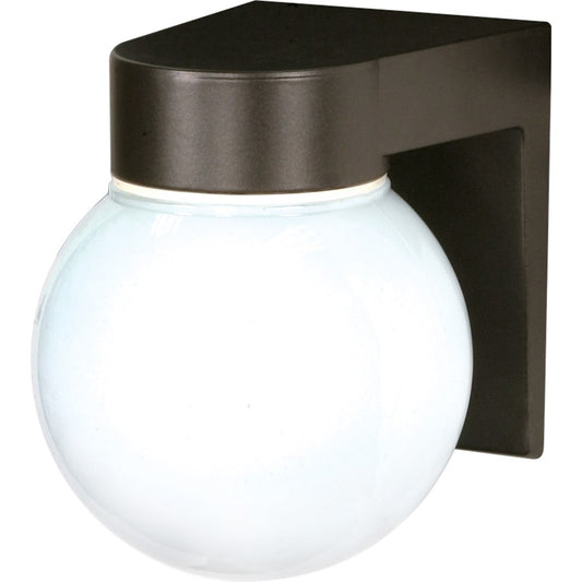 Nuvo Lighting SF77-141 1-Light 8in Utility Wall Mount | Traditional Bronzotic and White Glass | Outdoor Wet Location Entryway | 6 x 7.25 | Model SF77-141
