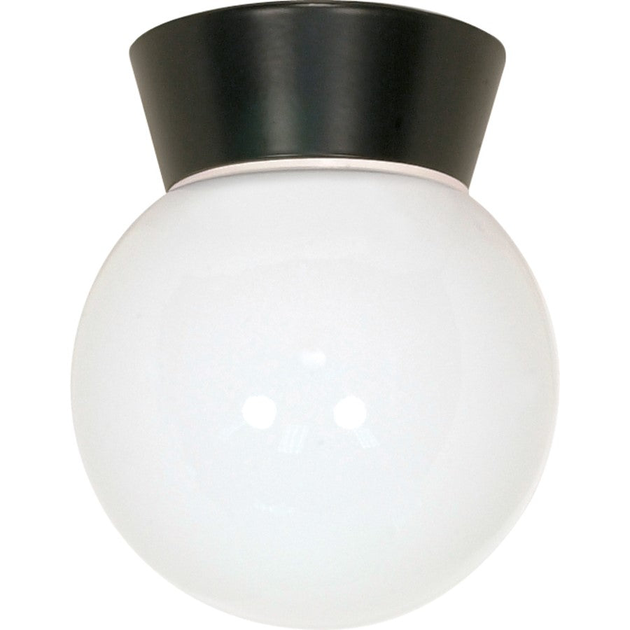 Nuvo SF77-153 1-Light 8in Outdoor Flush Mount | Traditional Bronzotic and White Glass | Covered Patio & Entryway | 6 x 6 x 7.25 in | Model SF77-153